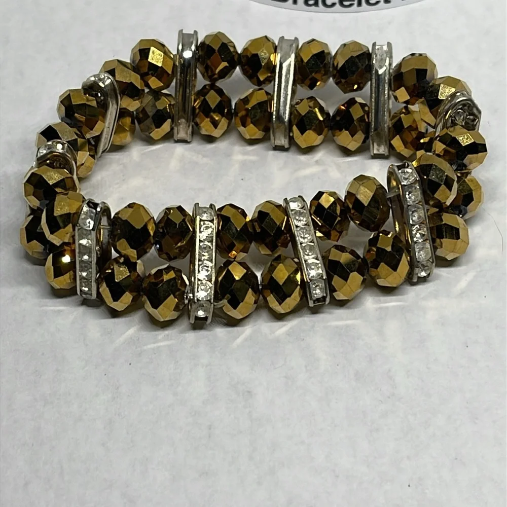 Elegant Gold and Silver  faced coated Beaded stretch Bracelet
